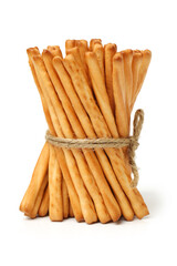 bread sticks on white background