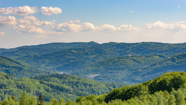 Landscape of Beskid Mountains in Poland