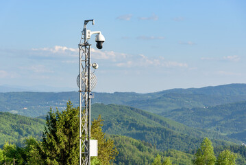 Webcam mast in the mountains