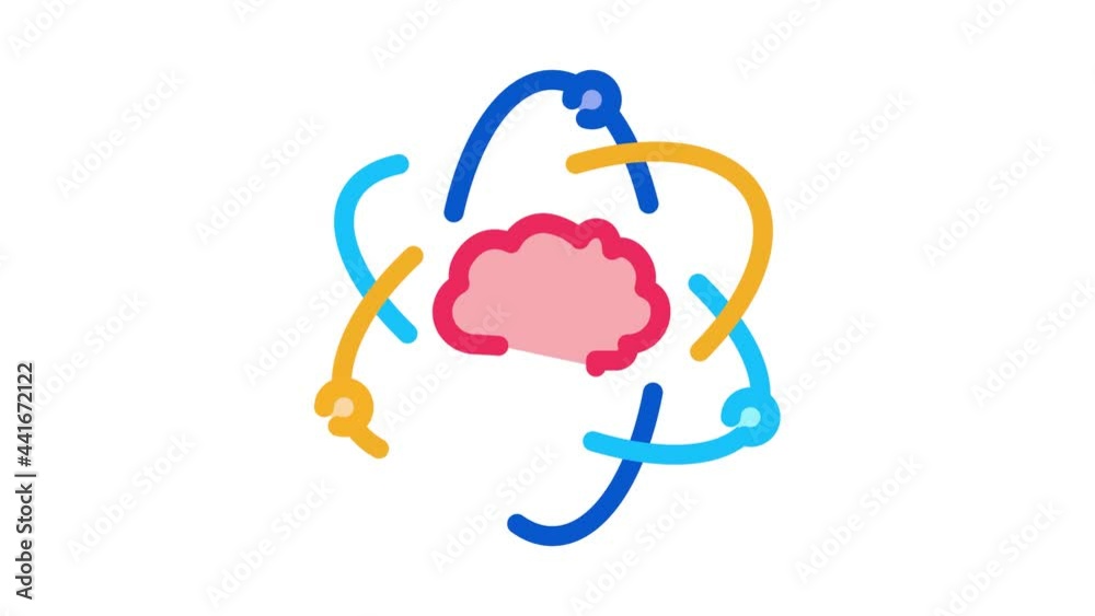 Wall mural Atom Human Brain Icon Animation. color Atom Human Brain animated icon on white background