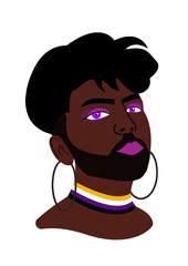 non-binary person with necklace of colors of his flag