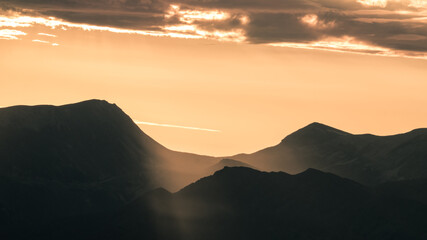 Orange sunset over the mountains