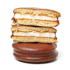 chocolate cake on white background 