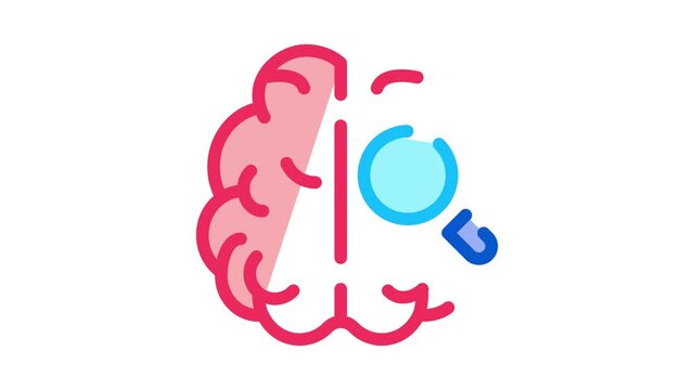 Brain Magnifier Icon Animation. color Brain Magnifier animated icon on white background