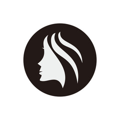 Woman face icon logo design concept 