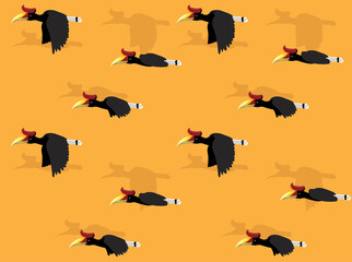 Animal Animation Rhinoceros Hornbill Cartoon Vector Seamless Wallpaper © bullet_chained