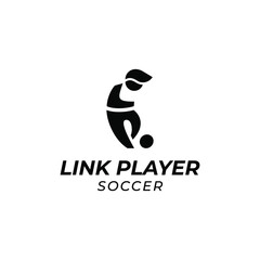 Link Player Soccer Logo. L + P  + player football.