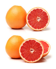 Fototapeta na wymiar Grapefruit with segments on a white background 