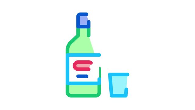 Alcohol Bottle Icon Animation. color Alcohol Bottle animated icon on white background