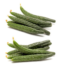 Green cucumber on the white background