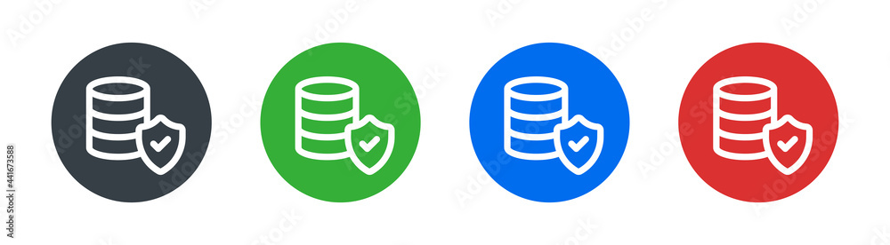 Aufkleber Database with shield icon. Computer security concept. Data protection symbol. Vector illustration