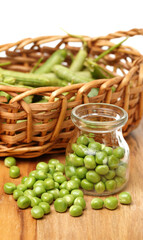 Fresh peas isolated on white background 