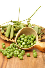 Fresh peas isolated on white background 