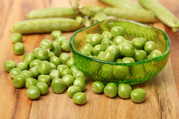 Fresh peas isolated on white background 
