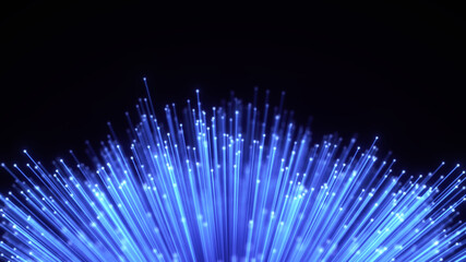 Naklejka na ściany i meble Optical fiber sheaf abstract background. Glowing bundle of Optic cables