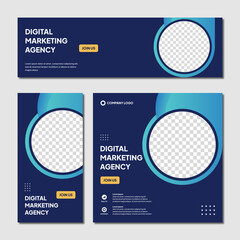 Vector Editable Instagram post template modern background. Promotional corporate banner design.  company business webinar banner sale ads and discount promo