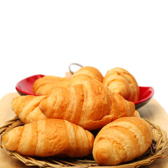 Fresh croissants isolated on white background 