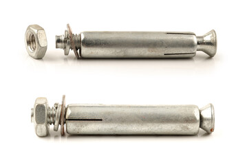 Expansion screw high strength industrial on white background 