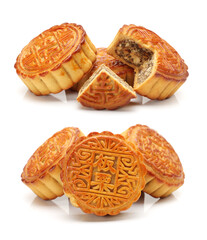 Mid-Autumn Festival moon cake on white background
