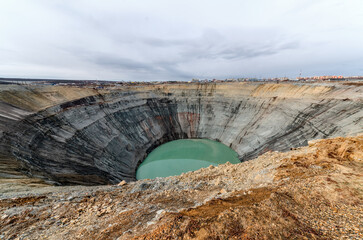 A non-operational diamond mine. Kimberlite pipe, Mirny Yakutia