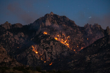 Bighorn Wildfire in the desert mountains