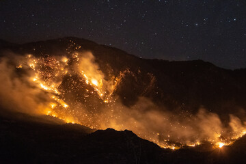 Bighorn Wildfire in the desert mountains