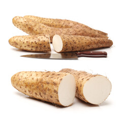 Chinese yam on white background