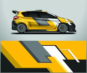 Car Wrap Racing Design Vector. Graphic background designs for vehicle . Daily Car Wrap 
