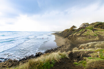 Muriwai Beach which is located at Muriwai Regional Park,it is on the West Coast of the North Island in Auckland,New Zealand
