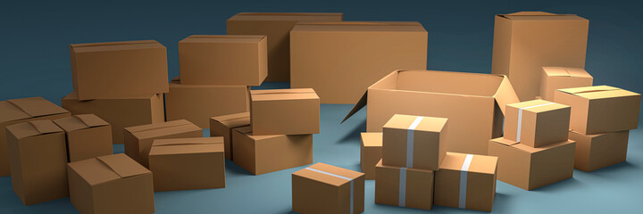 Muchas cajas de cartón