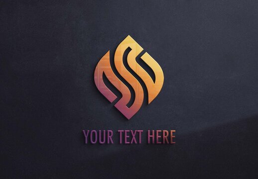 3D Glossy Glass Logo Sign Mockup