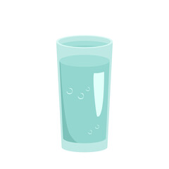 Glass tumbler filled with water. Utensils for the kitchen, an item for cooking and drinking. Vector flat illustration
