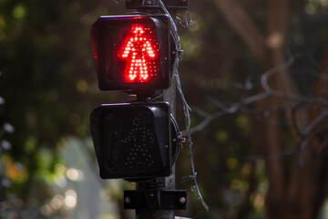 Pedestrian traffic light on the corners of Higienopolis and Angelica avenues, in the Higienopolis...