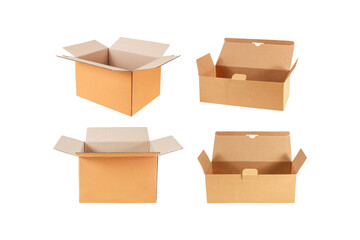 Brown carton box two box style isolated on white background , clipping path included for design