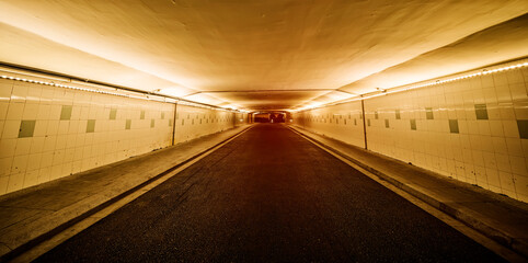 Empty tunnel in the dark