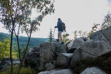 person on a rock