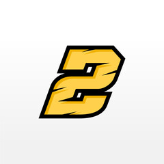 High quality racing number 2 isolated on white background