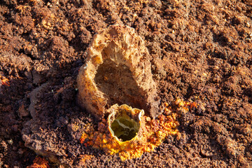 Fumarole that ejects toxic gas at the Dallol Hot Springs site, in the Danakil Depression, Ethiopia