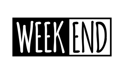 weekend, cartoon styled vector banner or social media post template