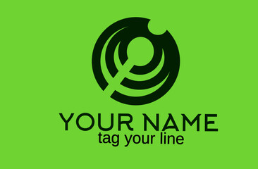 Vector logo for business with round shape and green background