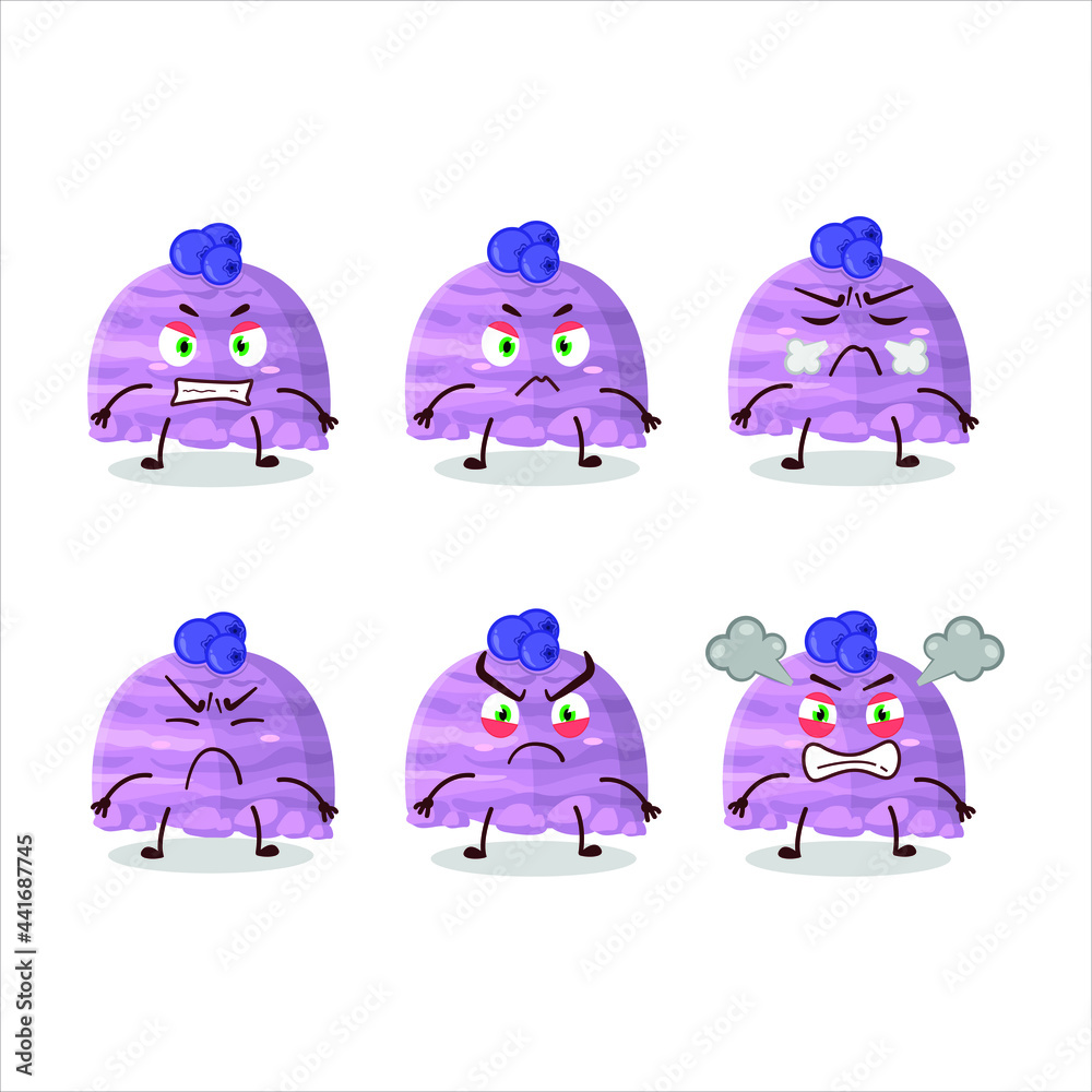 Canvas Prints Blueberry ice cream scoops cartoon character with various angry expressions. Vector illustration