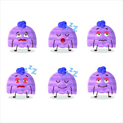 Cartoon character of blueberry ice cream scoops with sleepy expression. Vector illustration