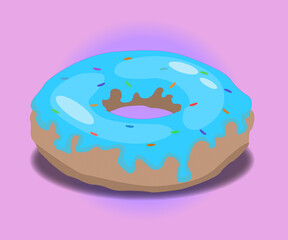 beautiful donut with blue glaze