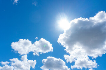 Naklejka na ściany i meble Beautiful blue sky with clouds in clear sunny weather