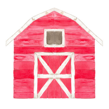 Farm building watercolor illustration. Perfect for printing, web, textile design, souvenirs.
