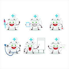 Doctor profession emoticon with milk ice cream scoops cartoon character. Vector illustration