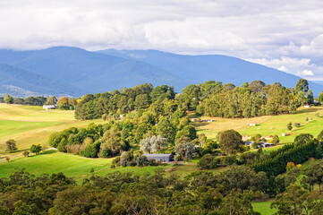 Fototapeta na wymiar Breathtaking view from Seville Hill Winery - Seville, Victoria, Australia