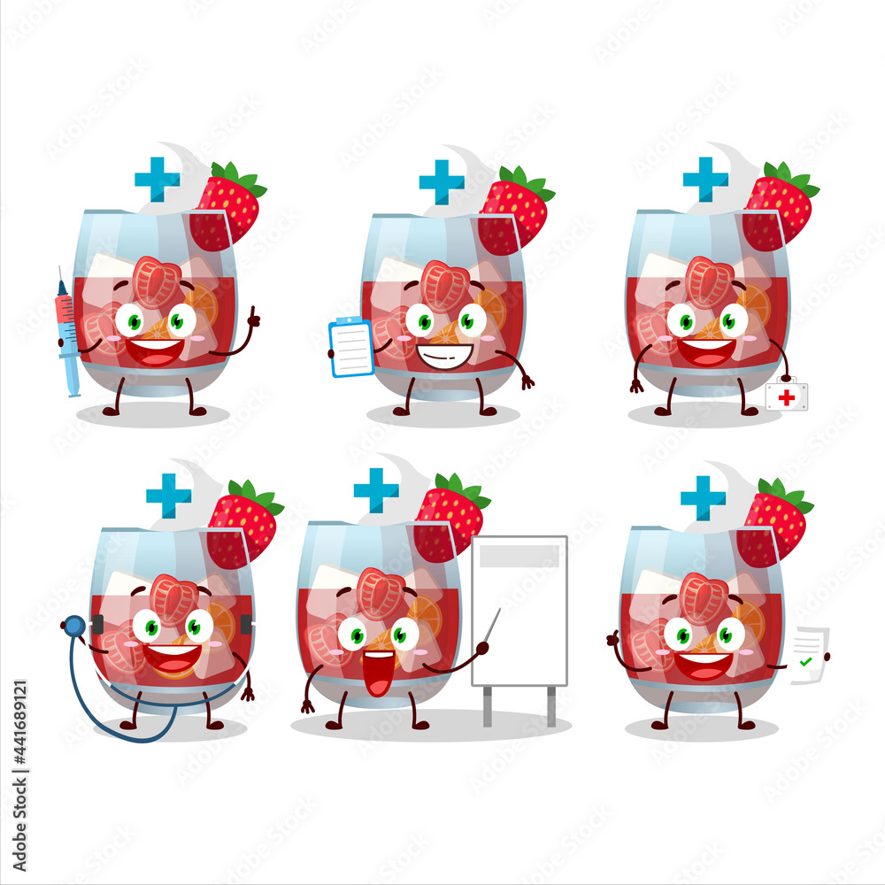 Canvas Prints Doctor profession emoticon with glass of sangria cartoon character