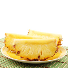 slice of pineapple on a white background