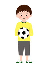 a boy standing with a ball